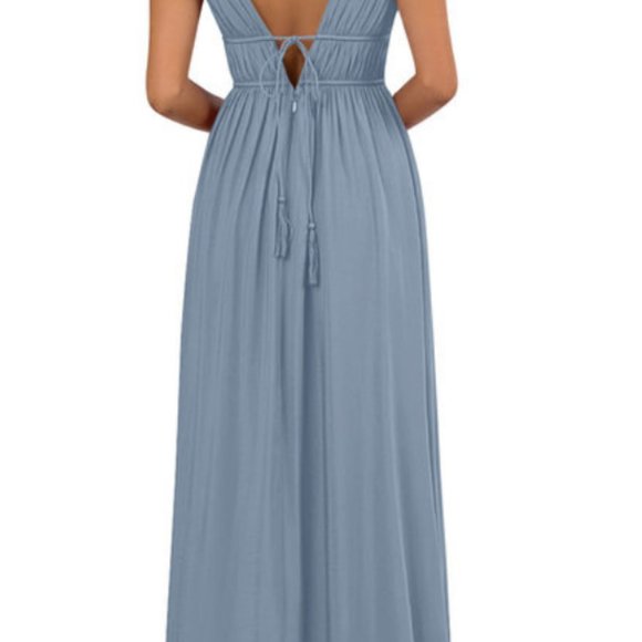 Dusty blue boho inspired ruffle dress - Picture 2 of 3